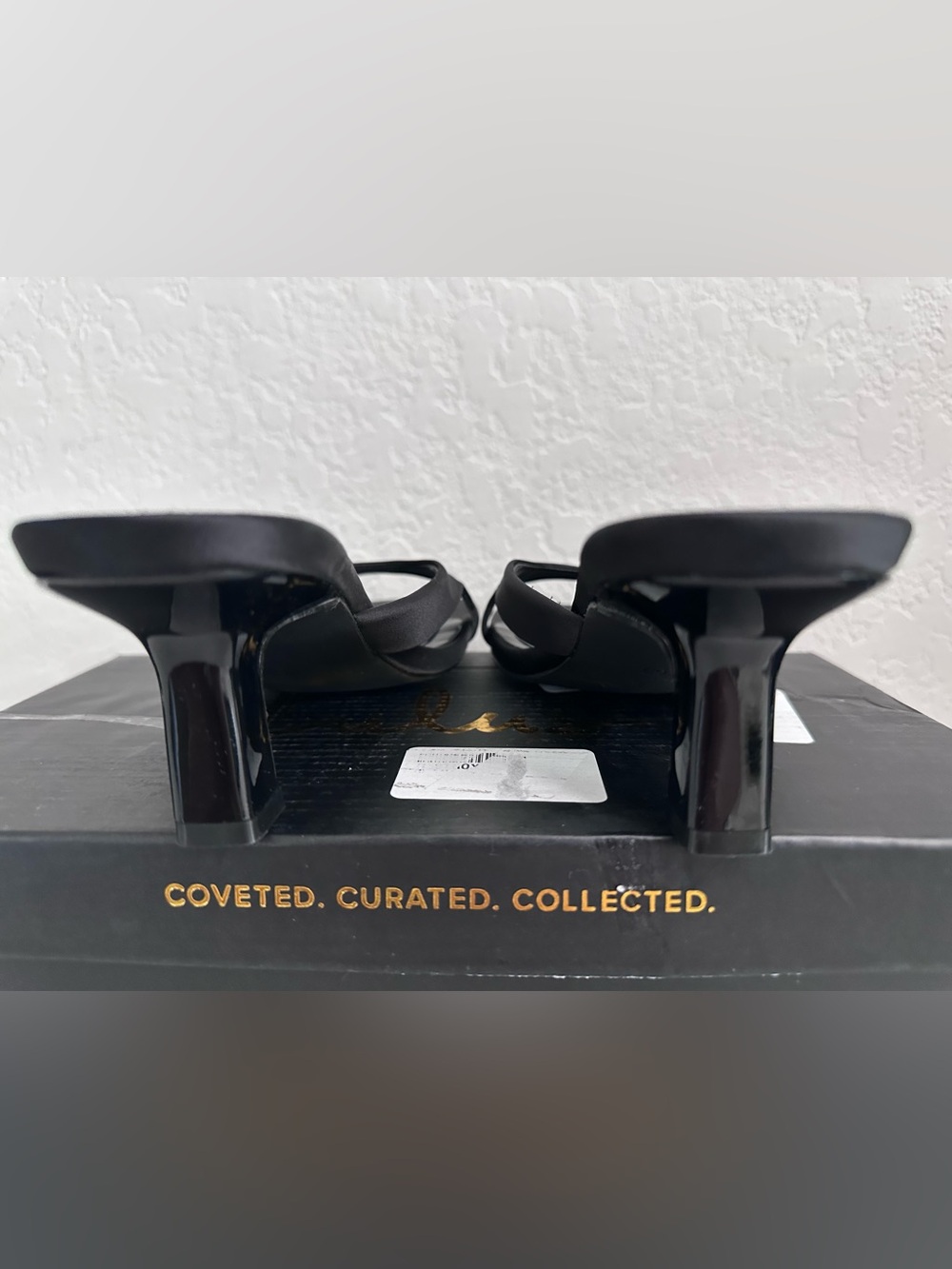 Lulus Mirzam Black Satin Kitten Heel Slide Sandals Size 6 - Picture 4 of 12